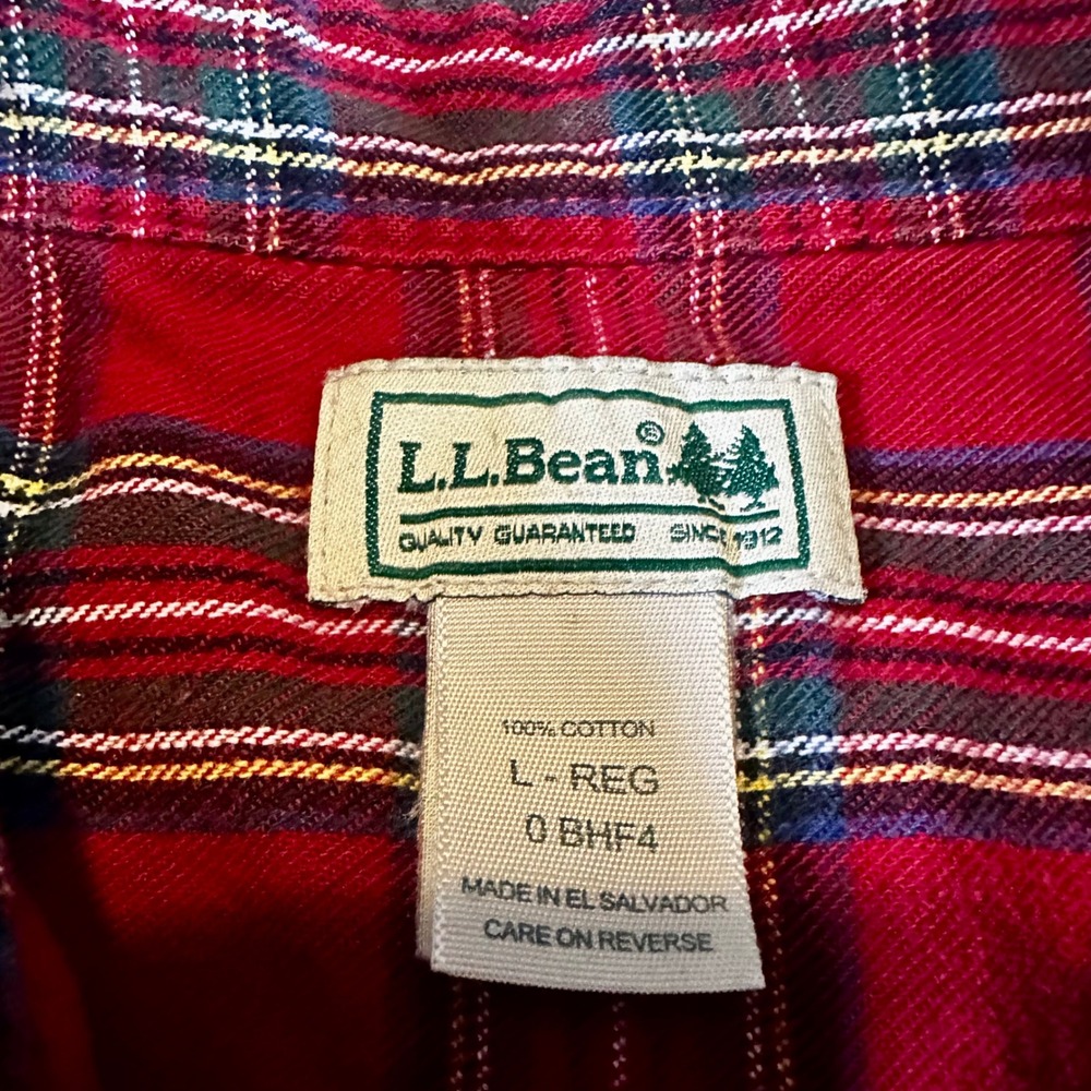 L.L. Bean Plaid Button Down Flannel Mens L Utility Plaid Forward Cabin Workwear - Picture 4 of 8
